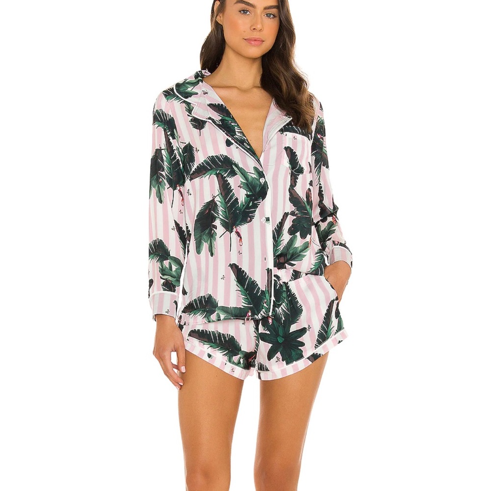 Plush X REVOLVE Long Sleeve Top and Short Pajama Set in Pink XS